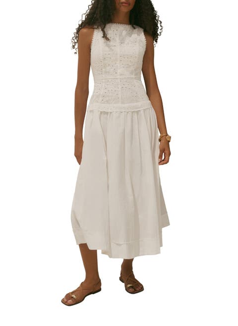 Cotton Broderie Midi Dress