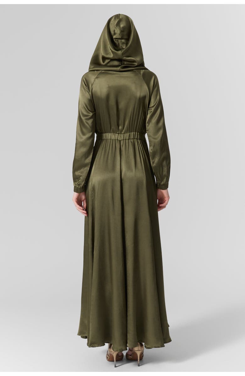 Le Fafo Silk Hooded Maxi Dress, Alternate, color, Olive Green