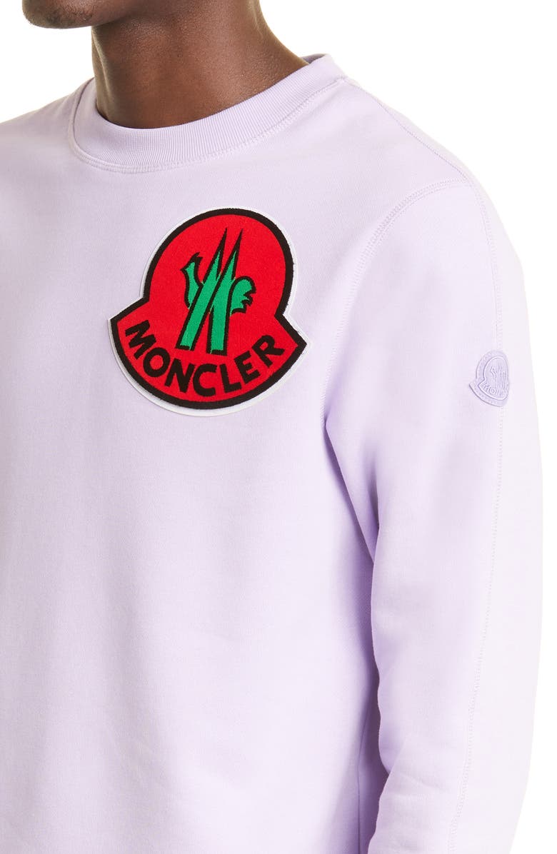 2 Moncler 1952 Men's Felt Logo Patch Crewneck Sweatshirt, Alternate, color, 