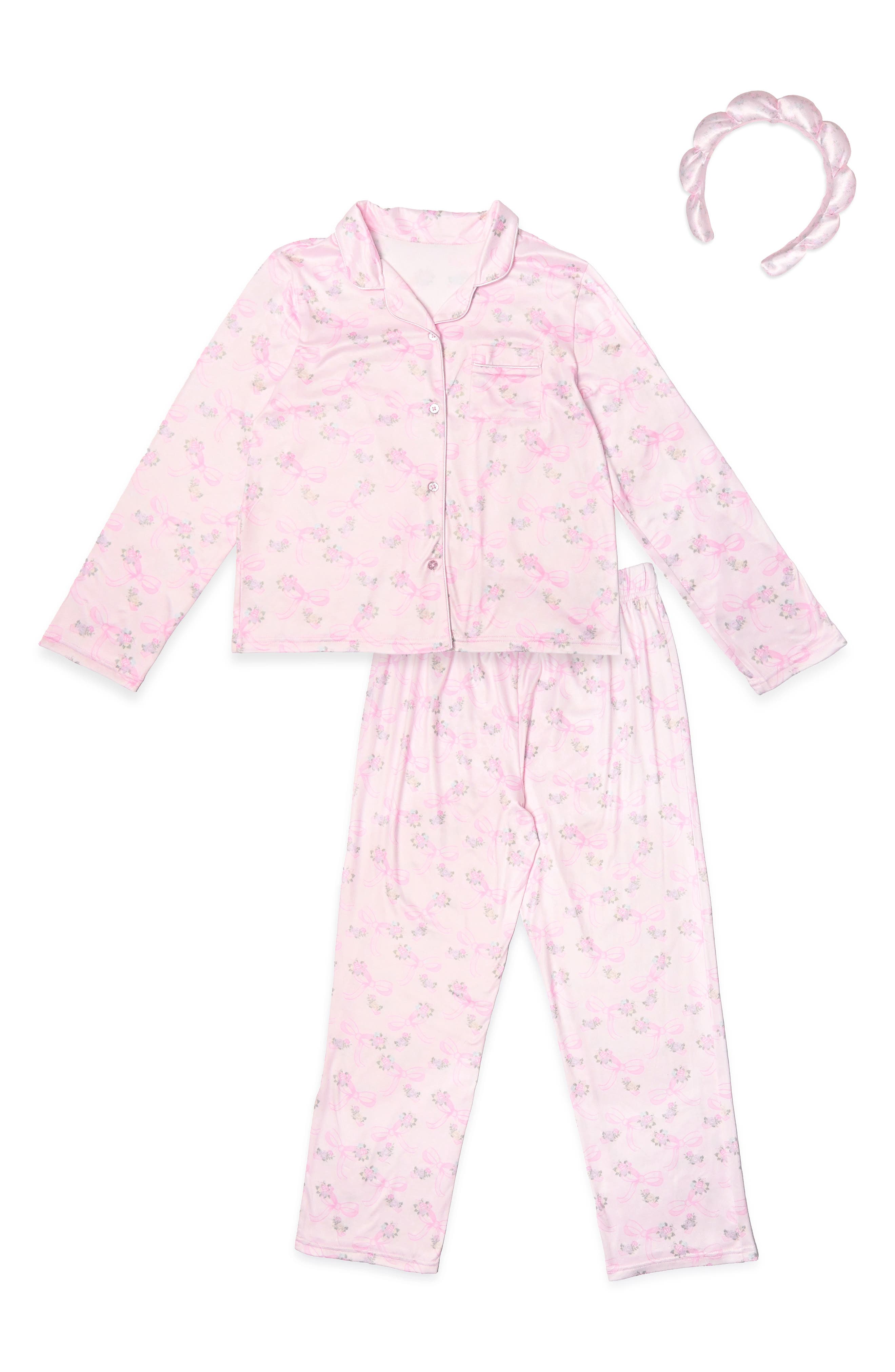Kids' Bow Floral Pajamas & Headband Set