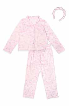 Kids' Bow Floral Pajamas & Headband Set