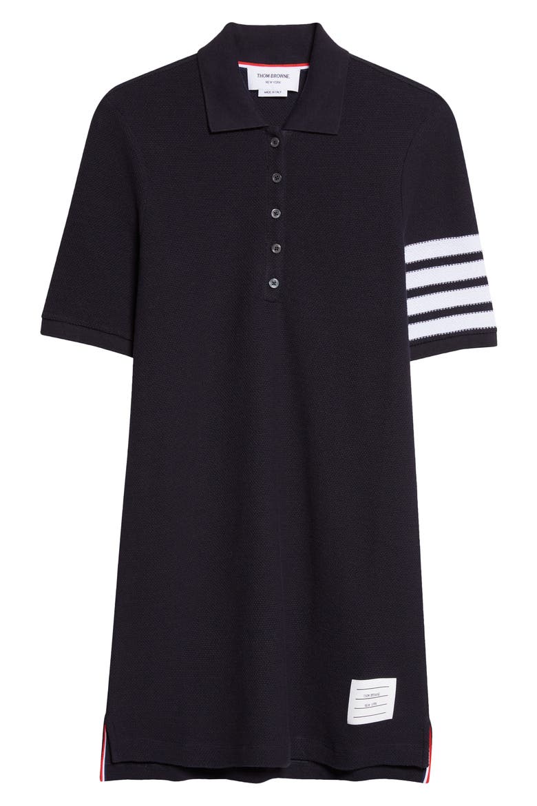 4-Bar Cotton Piqué Polo Dress, Alternate, color, NAVY