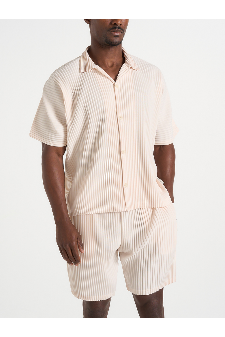 Justin Pleated Boxy Shirt, Alternate, color, Cream