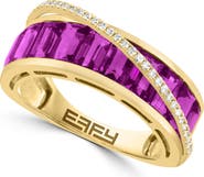 EFFY 14K Yellow Gold Emerald Cut Amethyst & Diamond Channel Set Ring