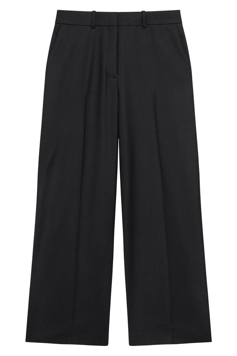Sleek Flannel Straight Classic Pants, Alternate, color, BLACK