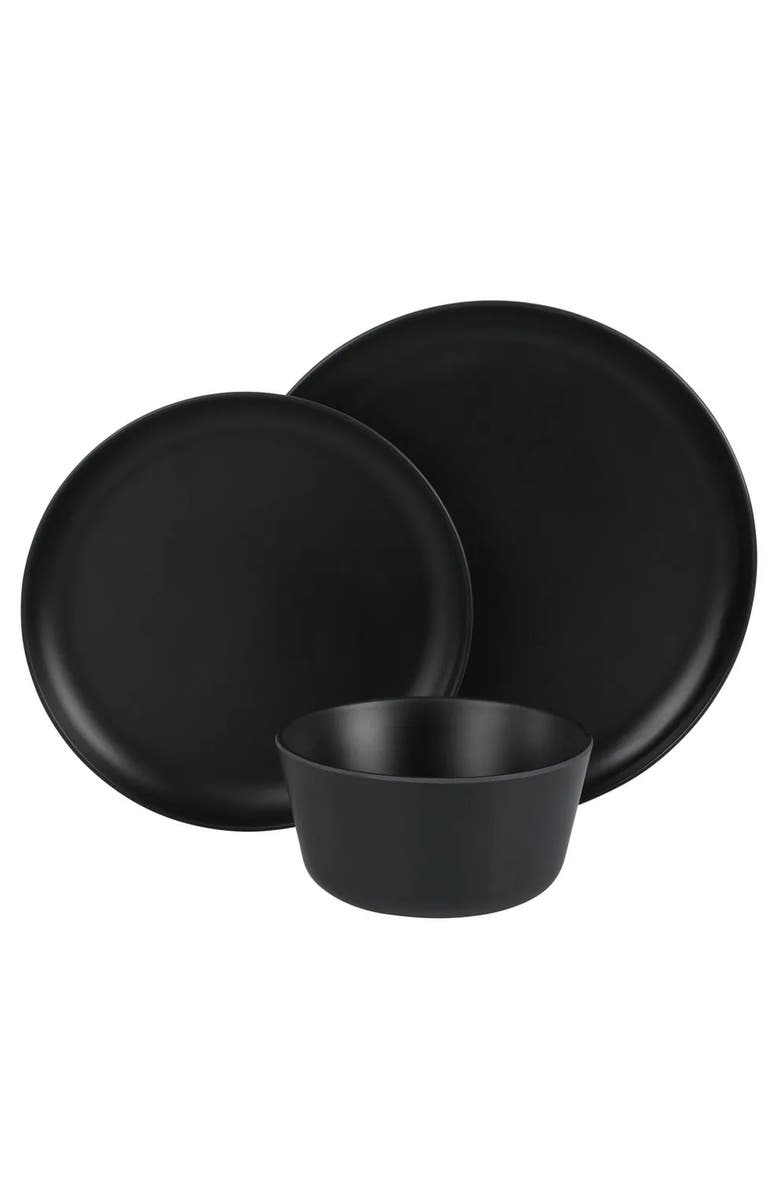 Gibson Home Fairhope 12 Piece Melamine Round Dinnerware Set, Alternate, color, Black