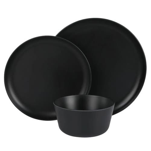 Gibson Home Fairhope 12 Piece Melamine Round Dinnerware Set In Black
