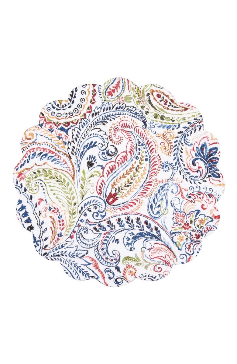 C&F Home Payton Paisley Round Placemats Set of 6, 17", Alternate, color, Blue