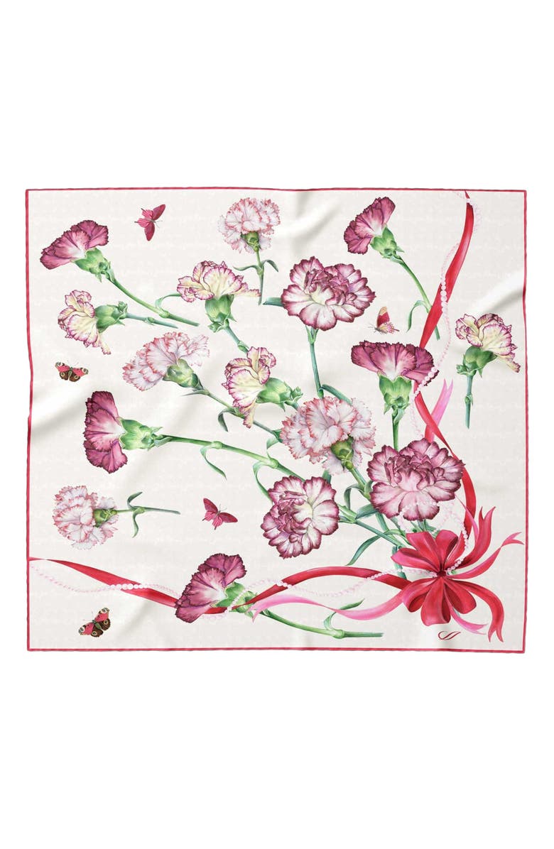 Elizabetta Dianthus - Silk Bandana, Main, color, Red