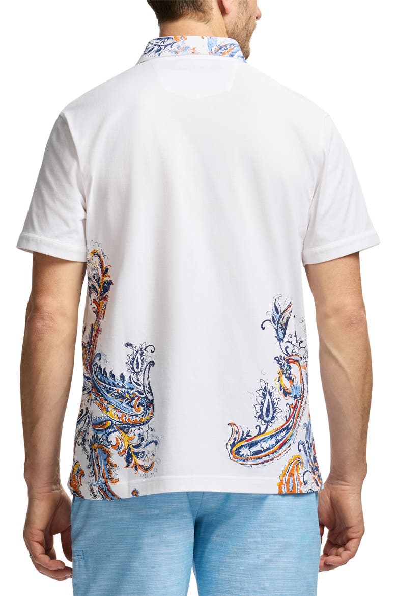 Paisley Short Sleeve Cotton Button-Up Shirt, Alternate, color, WHITE