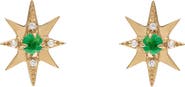 EDEN PRESLEY Emerald & Diamond Small Starburst Stud Earrings