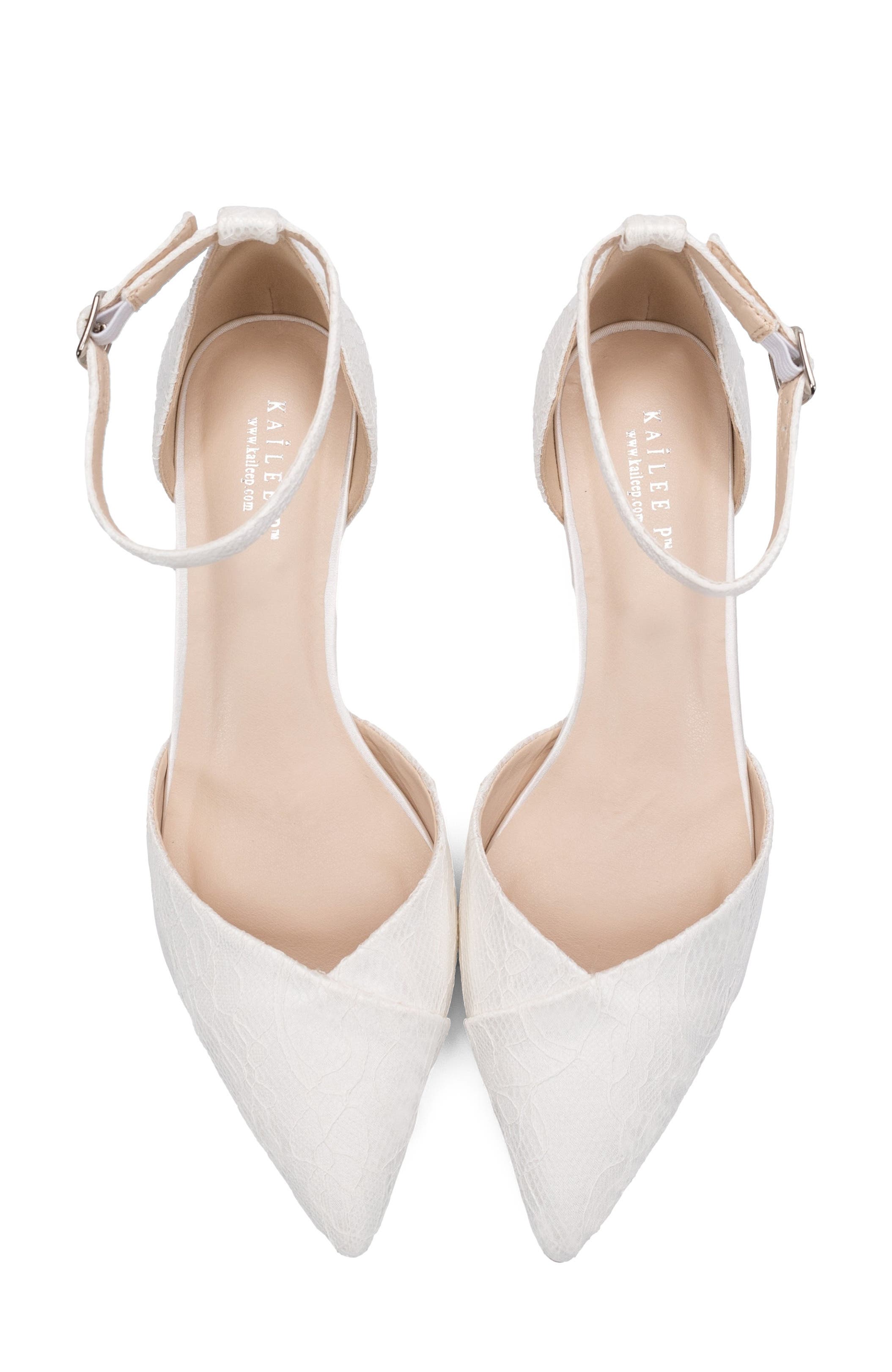 Adele Lace Pointed Toe Block Heel, Alternate, color, White