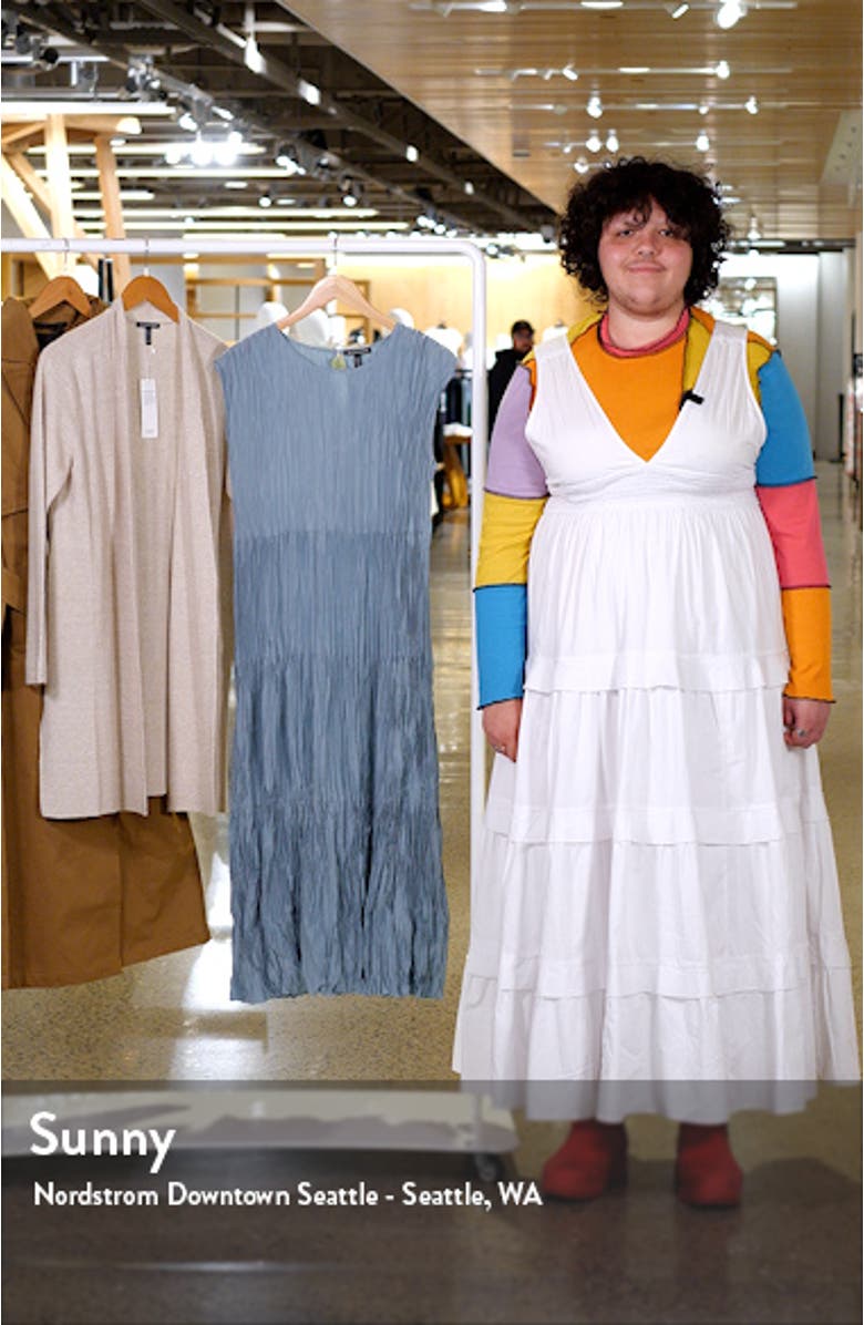 Pleated Tiered Silk Midi Dress, sales video thumbnail