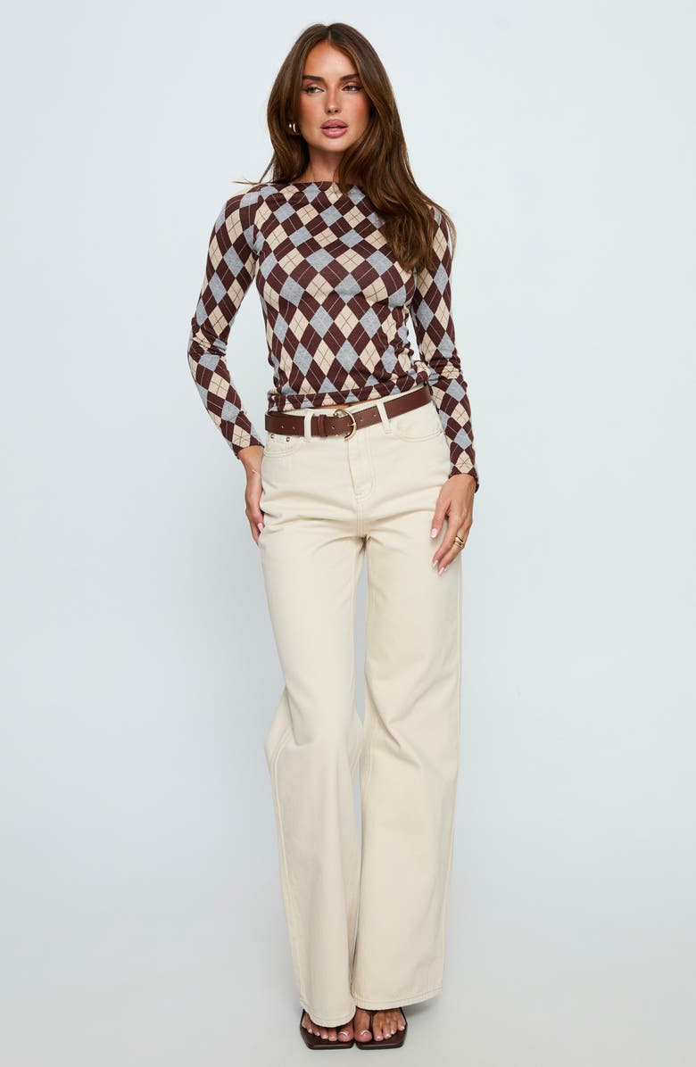 Princess Polly Shonna Long Sleeve Argyle Top, Alternate, color, 