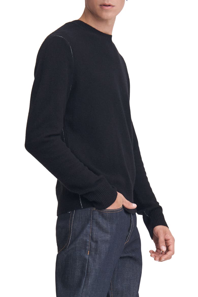 Haldon Cashmere Crewneck Sweater, Alternate, color, BLACK
