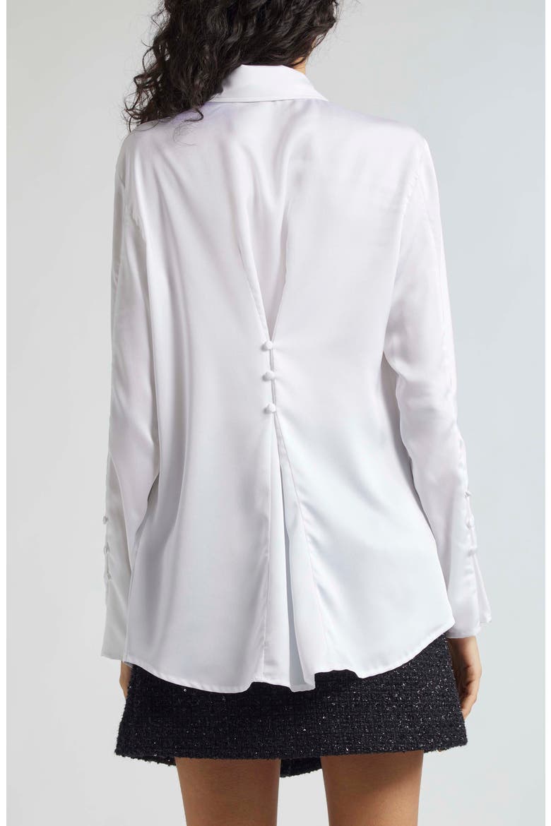 Back Button Satin Shirt, Alternate, color, OFF WHITE