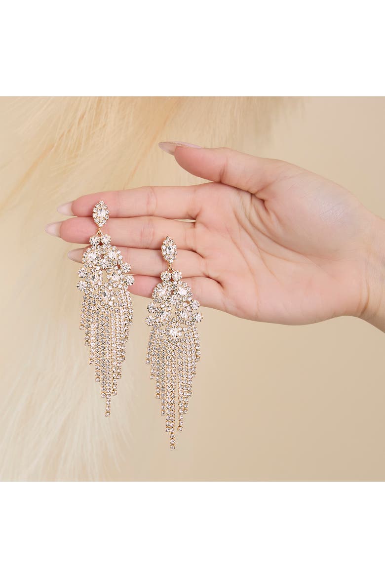 Crystal Fan Drop Earrings in Silver-Tone, Alternate, color, Silver