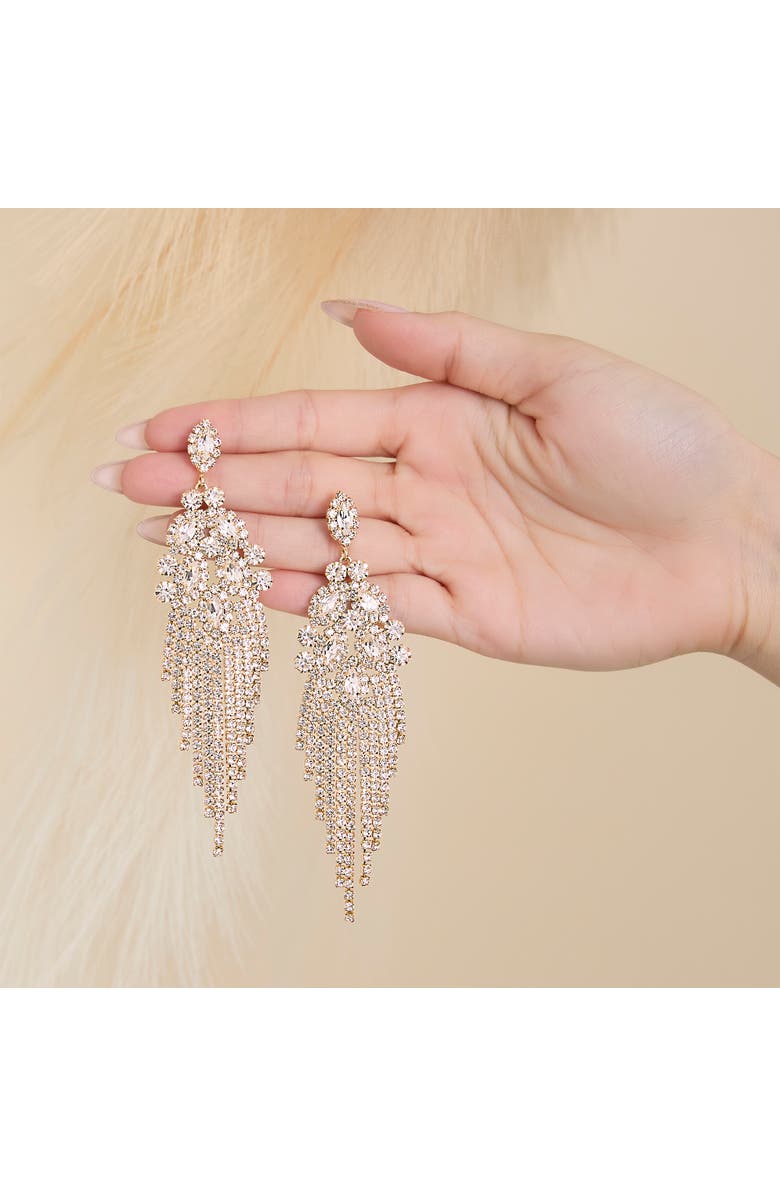 Jessica Simpson Crystal Fan Drop Earrings in Silver-Tone, Alternate, color, Silver