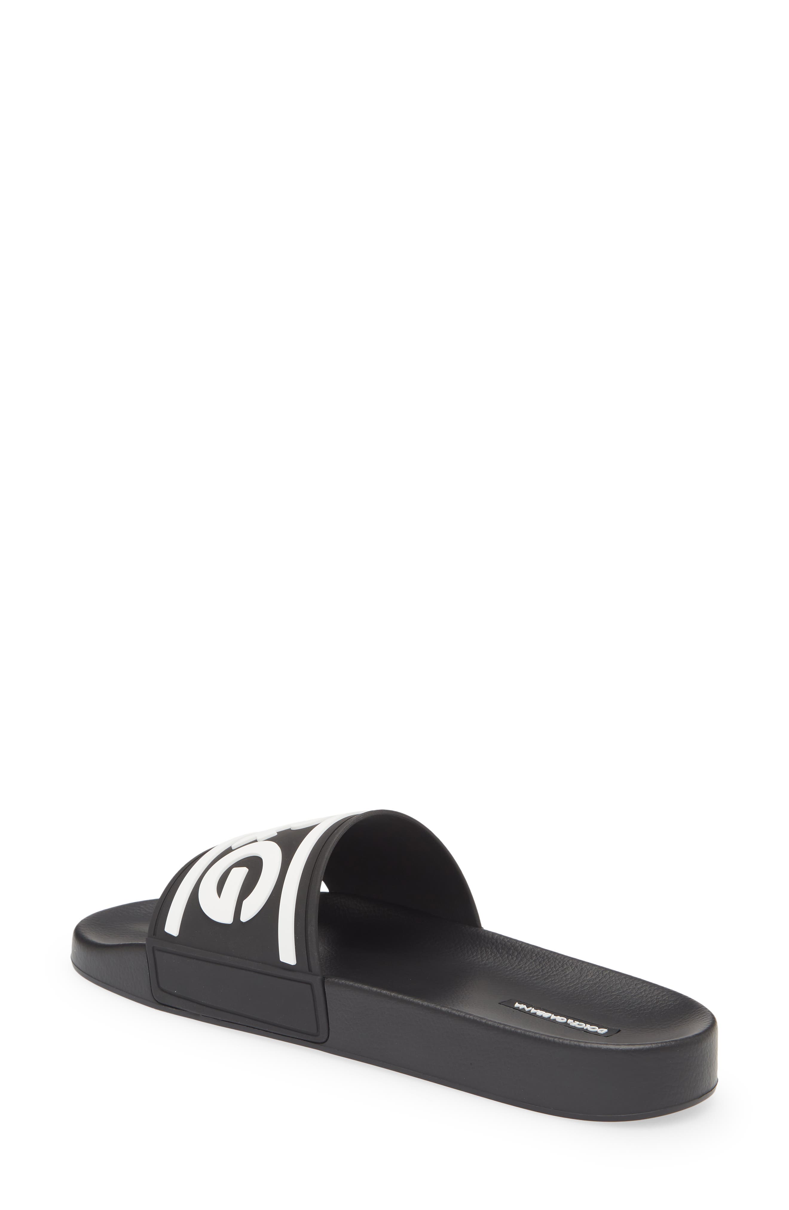 Dolce&Gabbana Logo Embossed Sport Slide, Alternate, color, 89690 Black/White