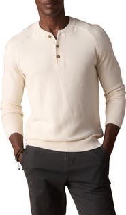 The Normal Brand Textured Cotton Blend Henley Sweater