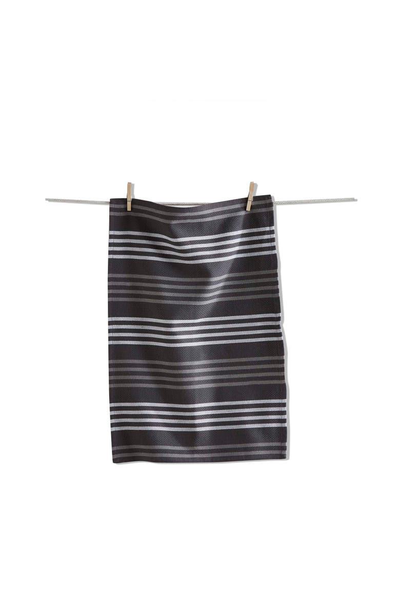 Basket Weave Stripe Gray Cotton Dishtowel for Kitchen Use, Main, color, Gray