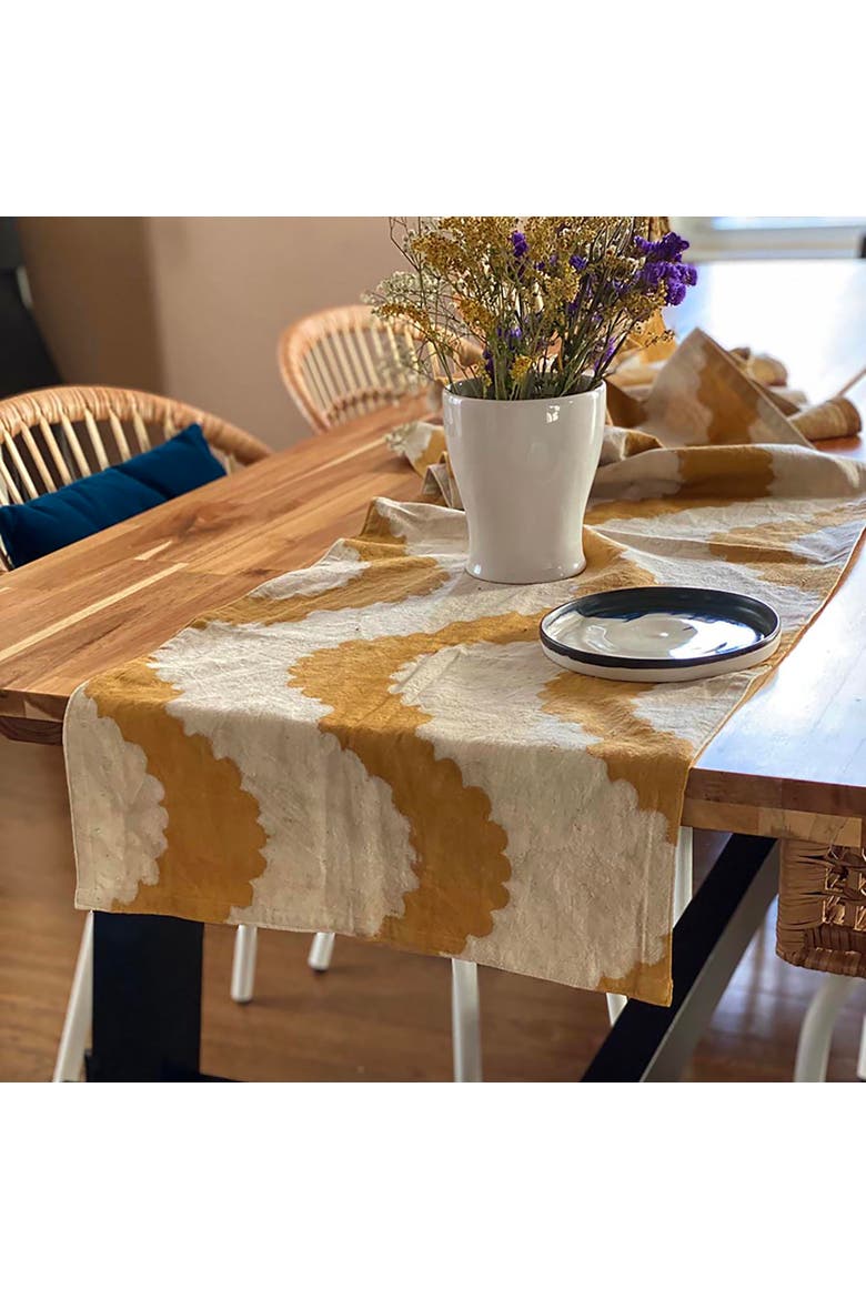 Hand-Printed Table Runner, Alternate, color, Gold