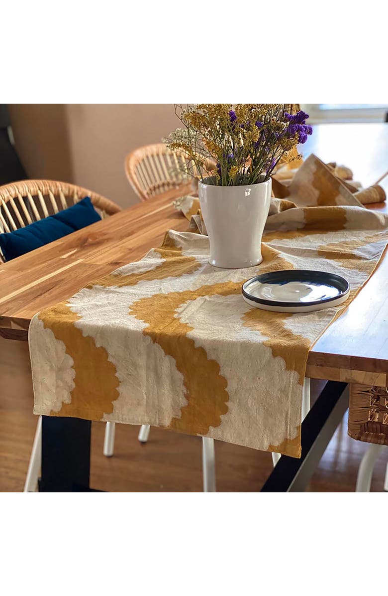 Ichcha Hand-Printed Table Runner, Alternate, color, Gold