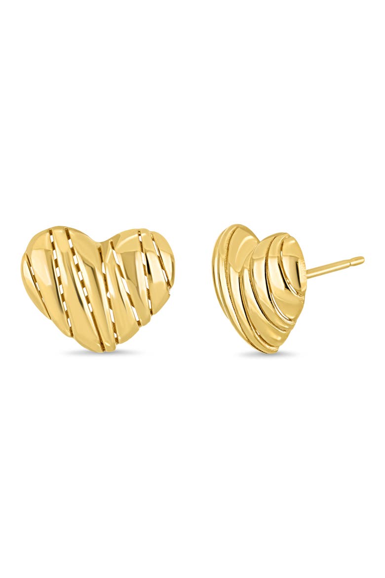 14K Yellow Gold Textured Heart Stud Earrings, Main, color, 14KY GOLD