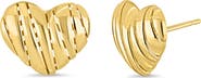Bony Levy 14K Yellow Gold Textured Heart Stud Earrings