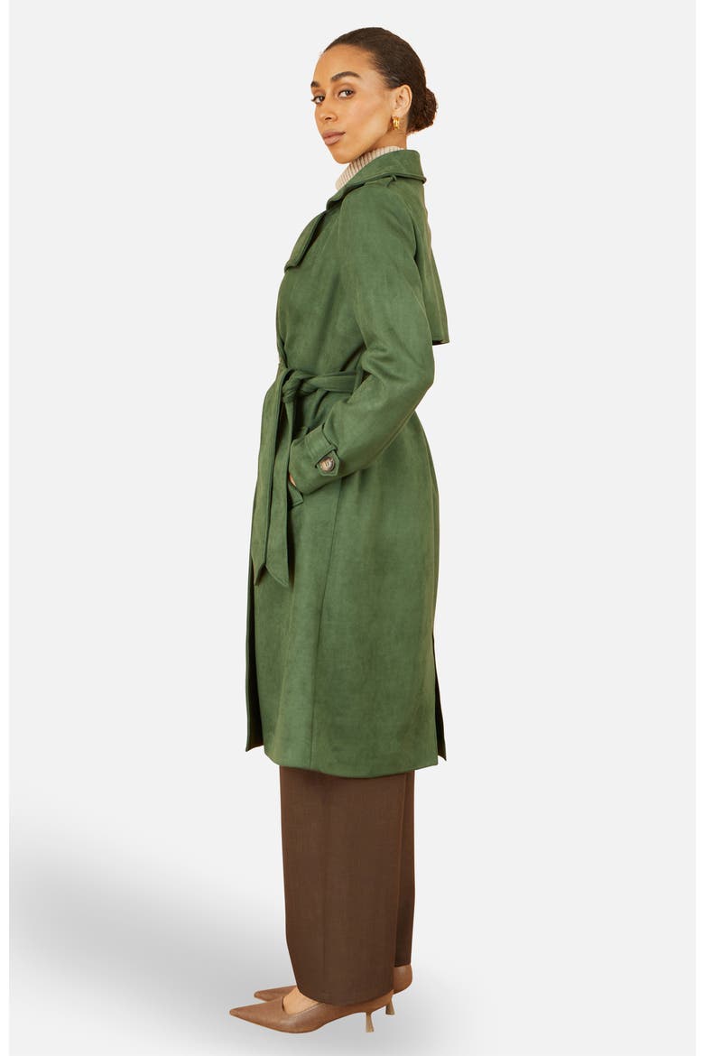 Faux Suede Trench Coat, Alternate, color, Green