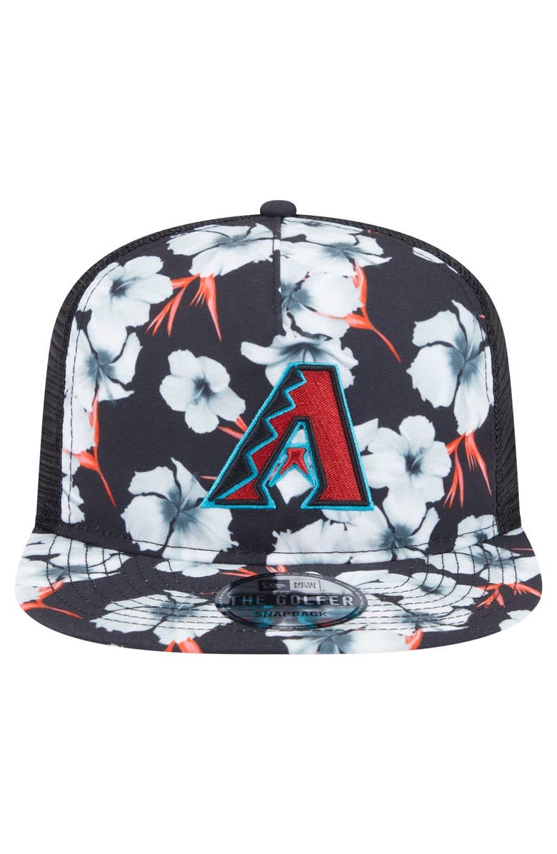 New Era Men's New Era Black Arizona Diamondbacks Adventure Pattern Golfer Trucker Snapback Hat, Alternate, color,