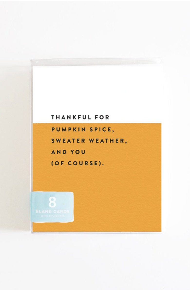 Joy Paper Co. Thankful For Boxed Set of 8 Cards, Main, color, Orange And White