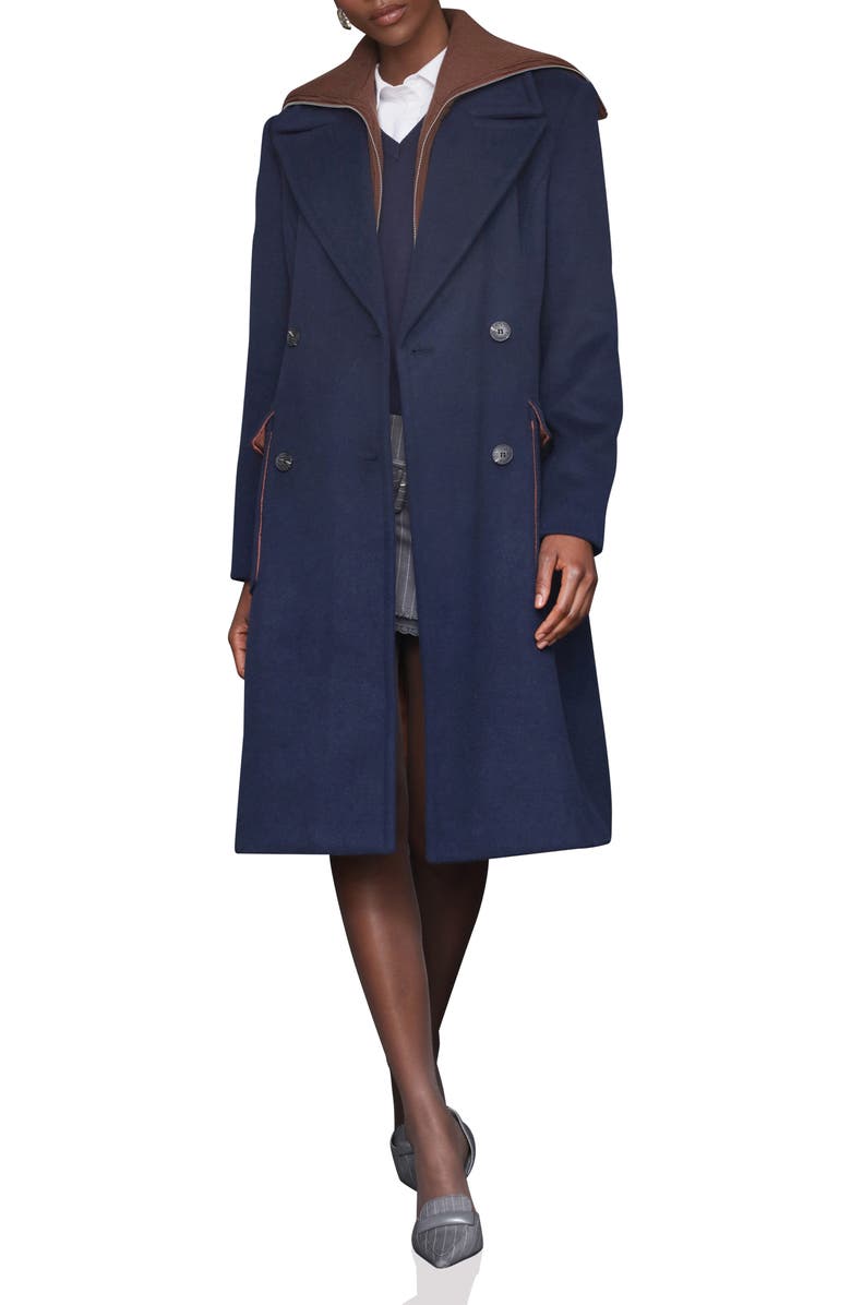 Avec Les Filles Double Breasted Coat with Cardigan Dickie, Alternate, color,