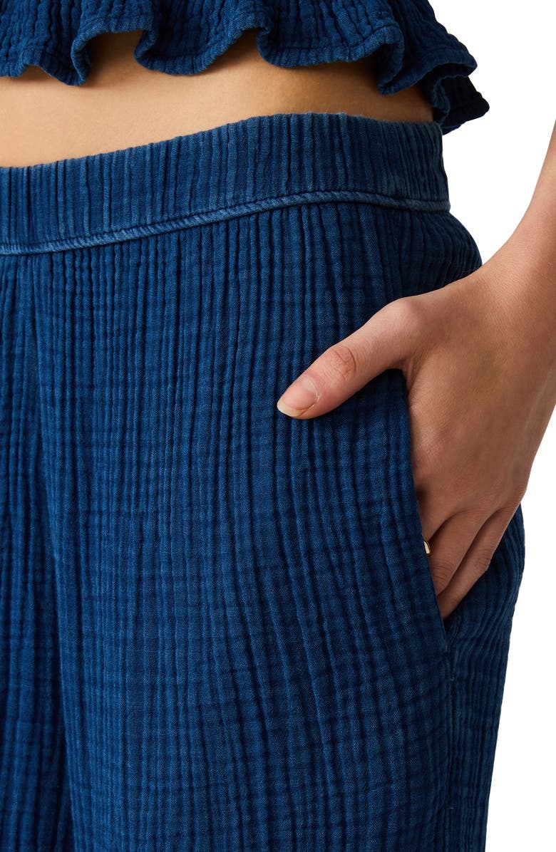 Steve Madden Harbor Cotton Blend Gauze Wide Leg Pants, Alternate, color, Soft Indigo