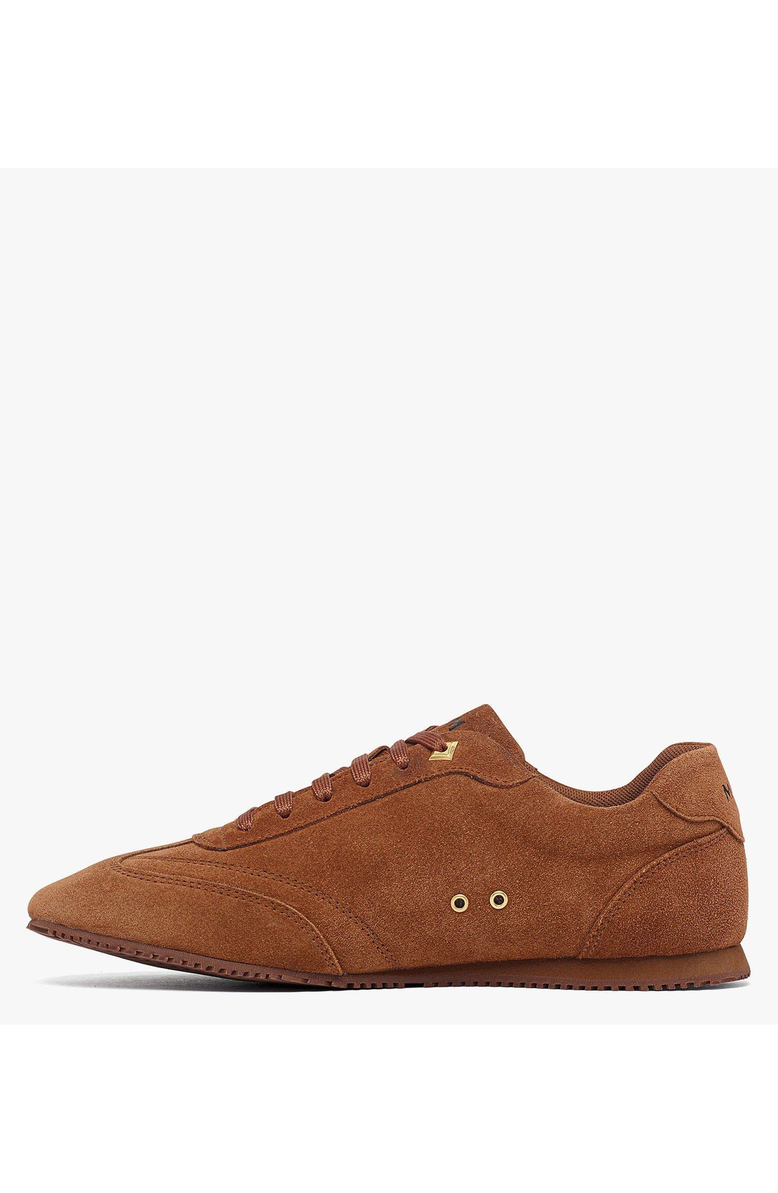 MCM Men's Federlite Lo Sneakers in Laurel Suede Leather, Alternate, color, Cognac