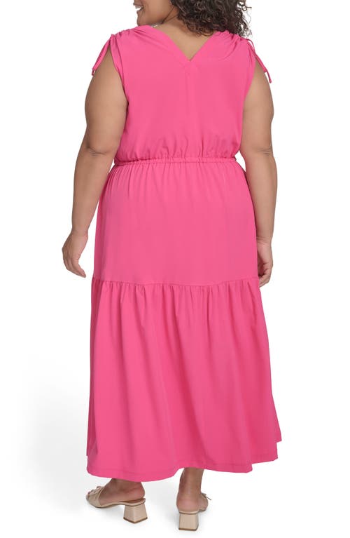 Calvin Klein Commuter Sleeveless Tiered Midi Dress In Hibiscus