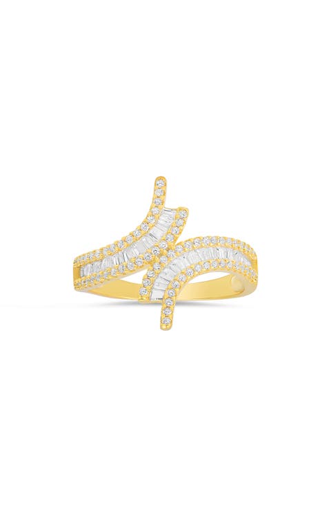 Baguette Cut Cubic Zirconia Bypass Ring