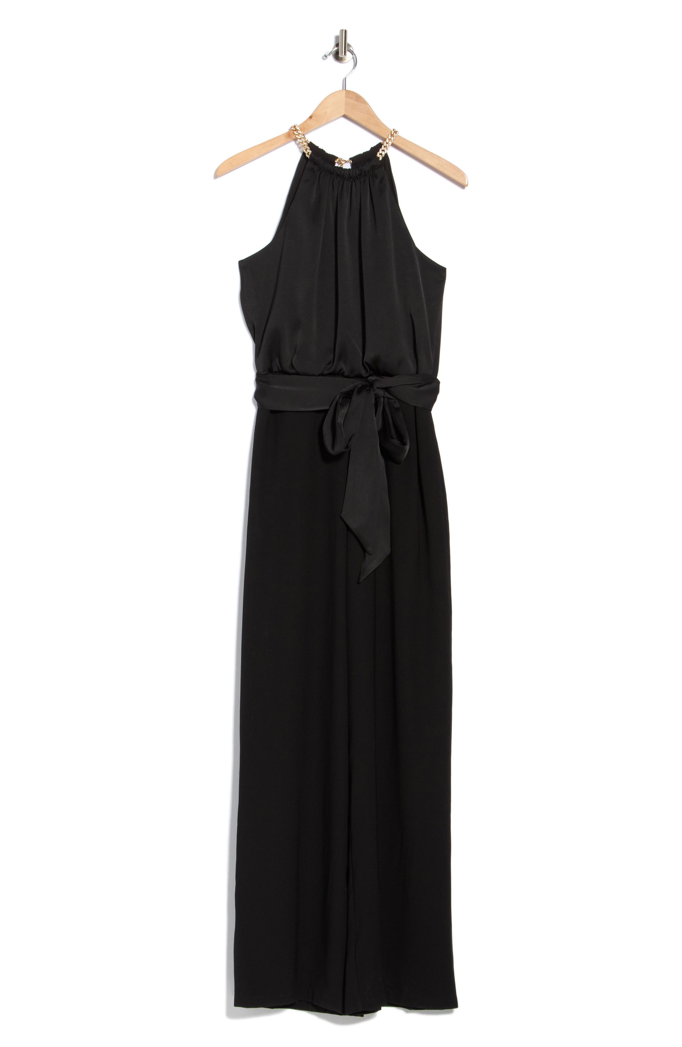 Chain Necklace Satin Jumpsuit