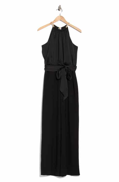 Chain Necklace Satin Jumpsuit