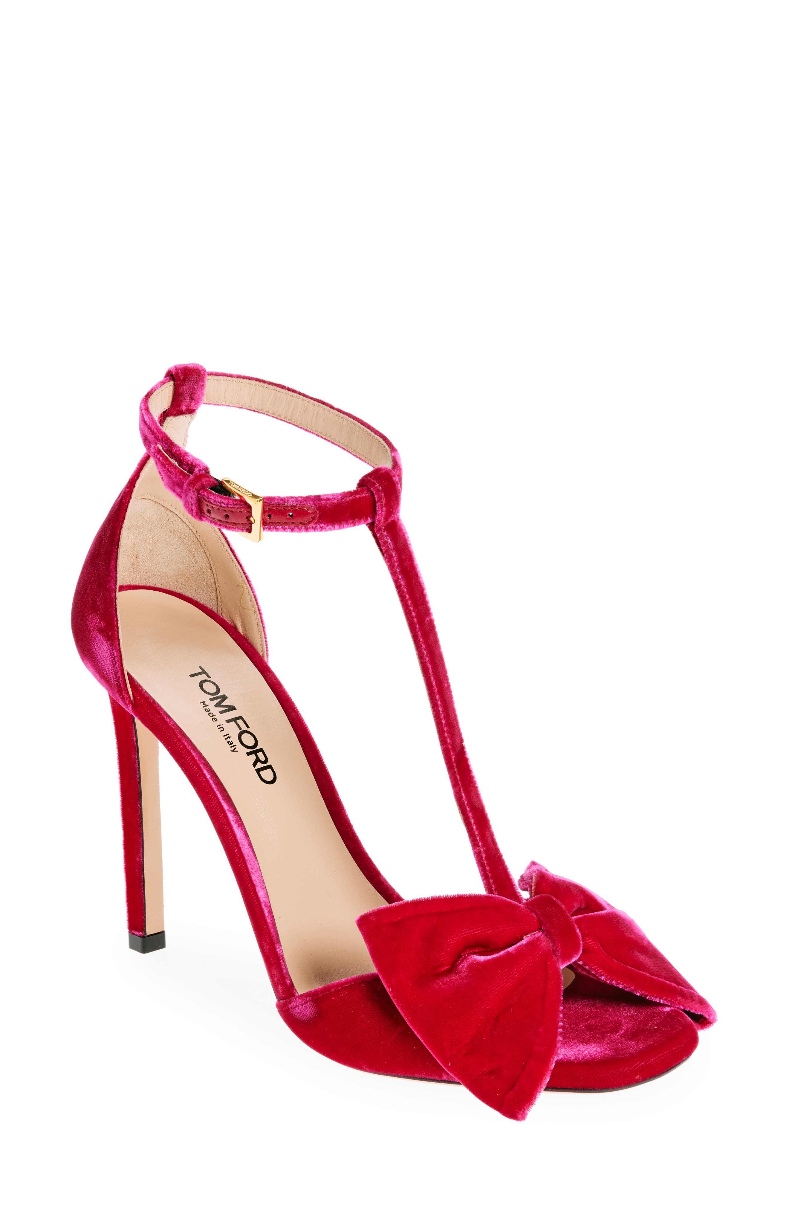 TOM FORD Brigitte Bow Velvet Sandal, Main, color, 