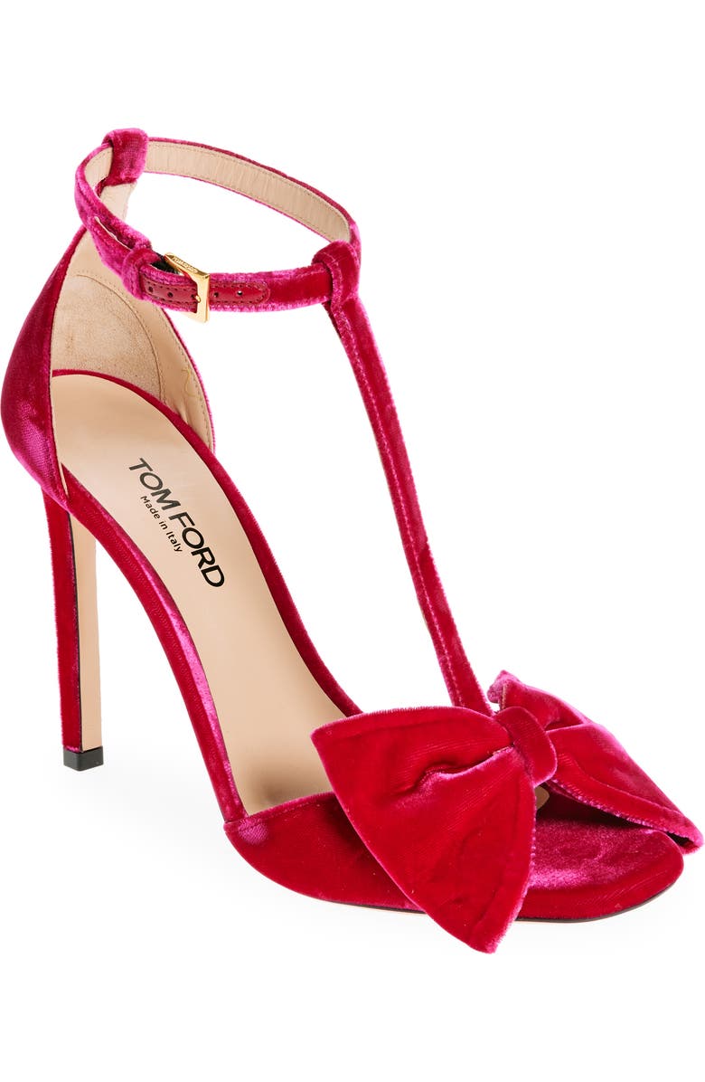 TOM FORD Brigitte Bow Velvet Sandal, Main, color,