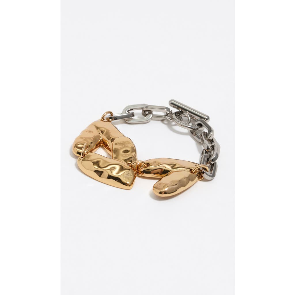 Bimba Y Lola Two-tone Textured Hearts Bracelet In Gold