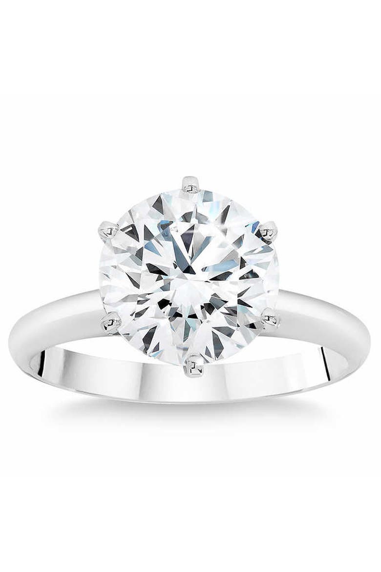 Platinum 3Ct Certified Diamond Solitaire Engagement Ring Lab Grown, Main, color, Platinum