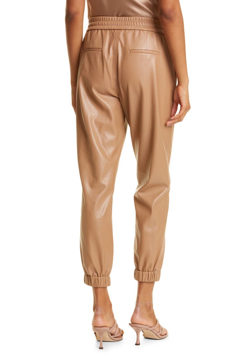 Dalton Faux Leather Joggers, Alternate, color, LATTE