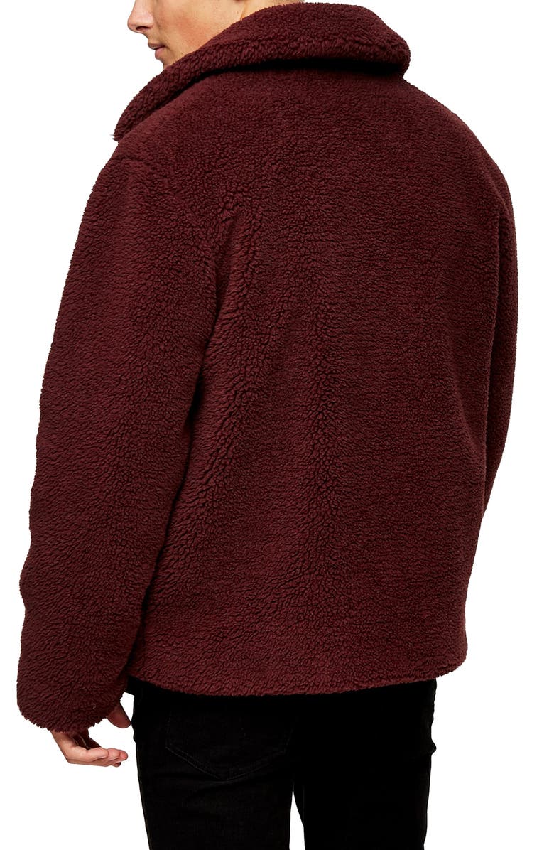 Topman Slim Fit Faux Shearling Teddy Coat, Alternate, color,