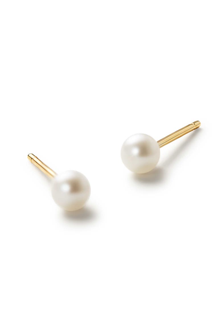 Pearl Stud Earrings - Gold Pearl Studs, Alternate, color, Gold