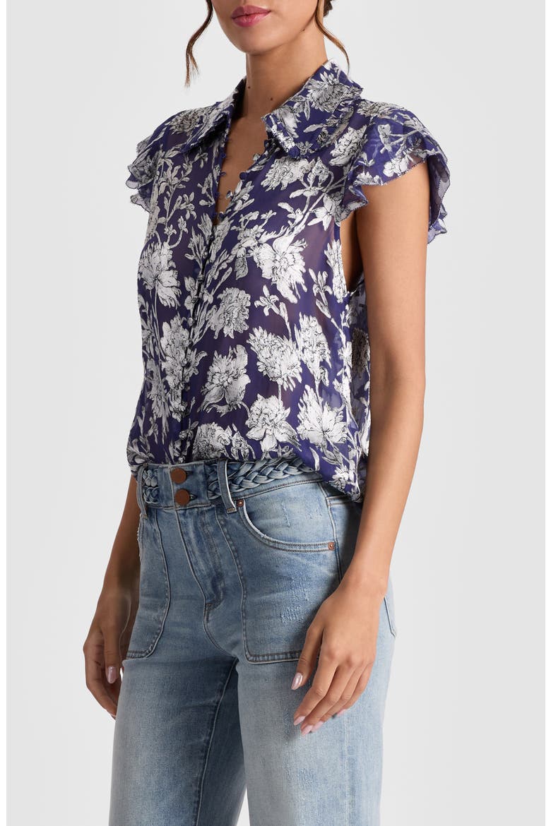 Layered Ruffle Sleeve Shirt, Alternate, color, BLOOMING WILD INDIGO