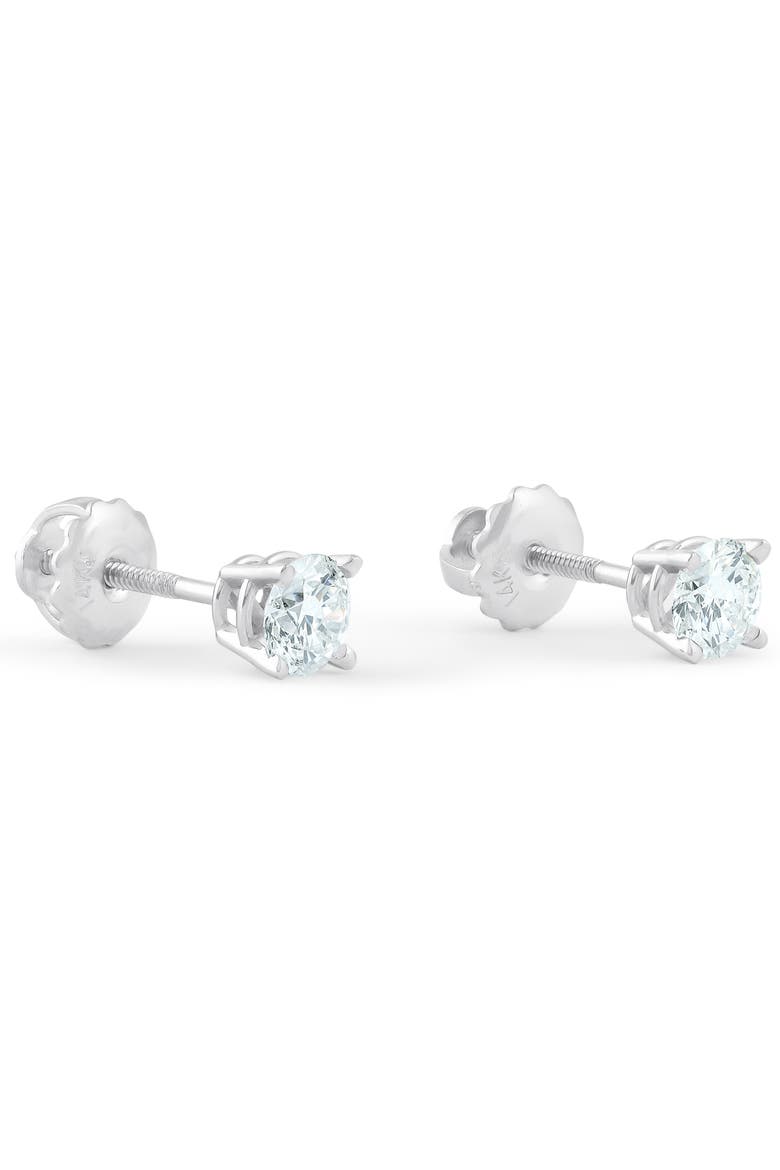 3/4 Ct Diamond Screw Back Studs 14k Gold Lab Grown Eco Friendly, Alternate, color, 14k White Gold