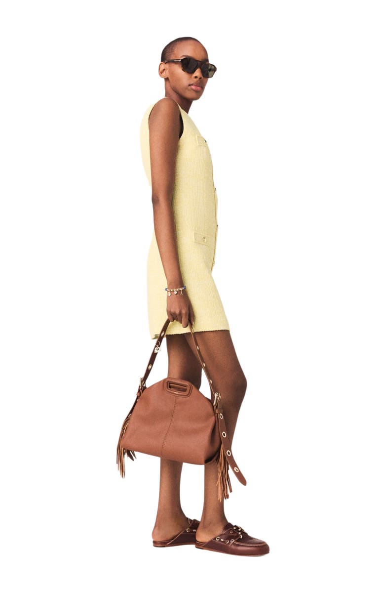 maje Short tweed dress, Alternate, color, Pale Yellow