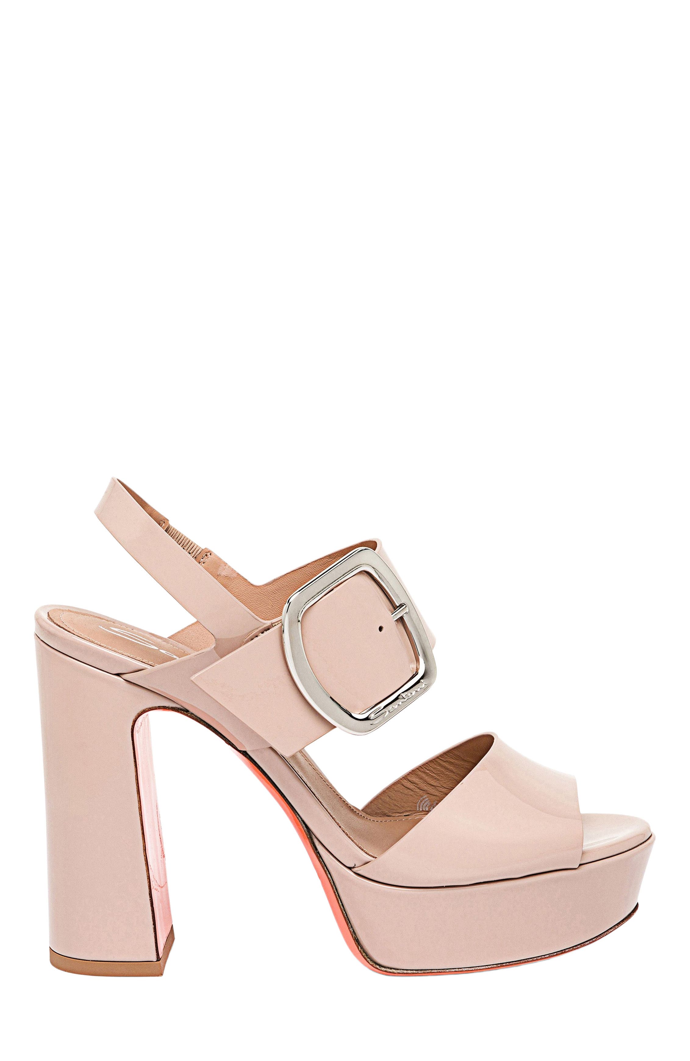 Santoni Patent leather high-heel sandal, Alternate, color, Pink